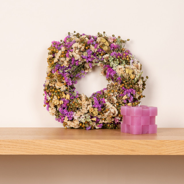 Trockenblumenkranz von BLUME2000 in Pink, runder floraler Hängekranz mit gemischten Blumen, Durchmesser: 30,0 cm - Bild 1