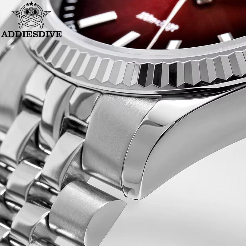 ADDIESDIVE Armbanduhr, Quarz, Edelstahl, Saphirglas, rotes Zifferblatt, Herren - Bild 5