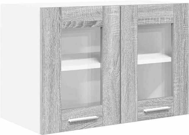 vidaXL Hängeschrank Riga in Grau Sonoma mit Glastüren für die Küche, B/T/H: 60 x 31 x 40 cm - Bild 1