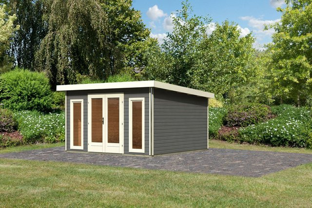 Gartenhaus aus Holz RADEBURG 3 in Terragrau ohne Anbaudach B/T: 369 x 369 cm - Bild 1