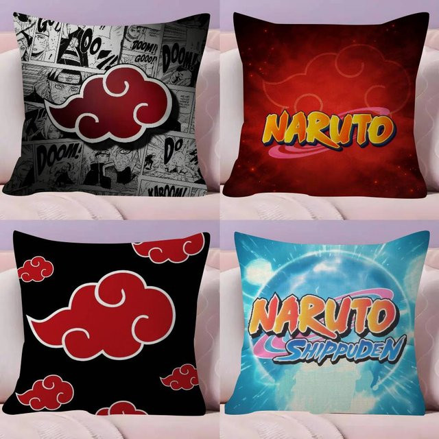 Naruto Anime Logo Kissenbezug quadratisch, Farbe: Rot, B/T: 45 x 45 cm - Bild 1