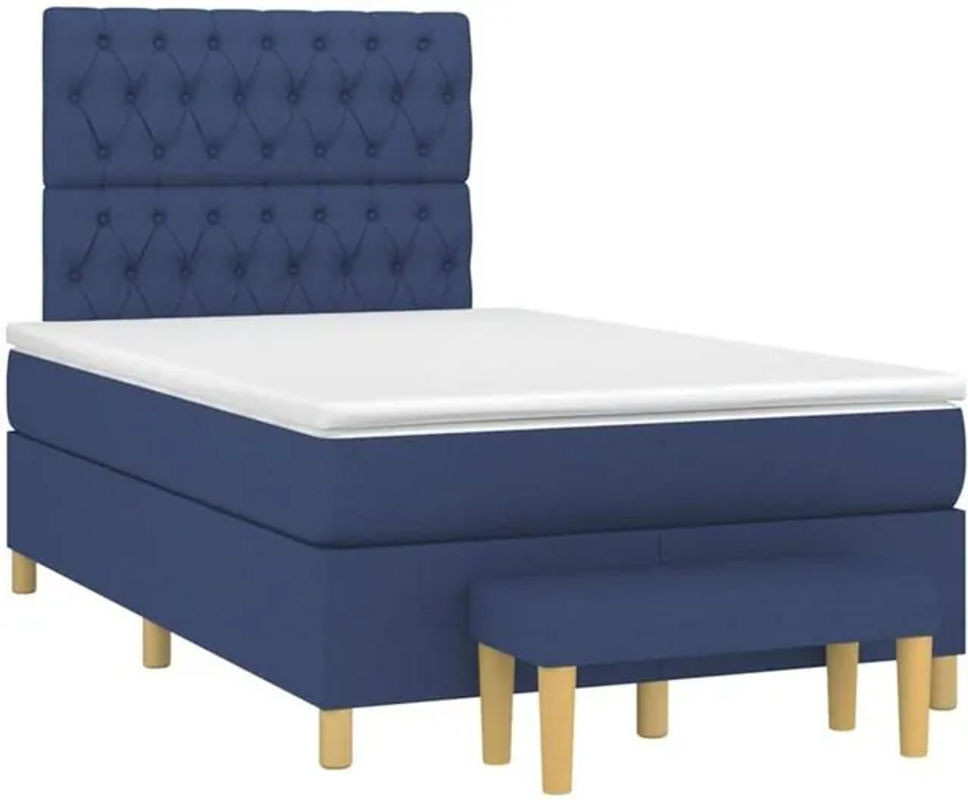 Vidaxl Boxspringbett mit Matratze in Blau aus Stoff und Kiefer, B/T/H: 120 x 190 x 118 cm - Bild 1