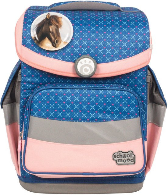 School-Mood Timeless Schulranzenset Mila Pferd in Pink und Blau, 7-teilig - Bild 1
