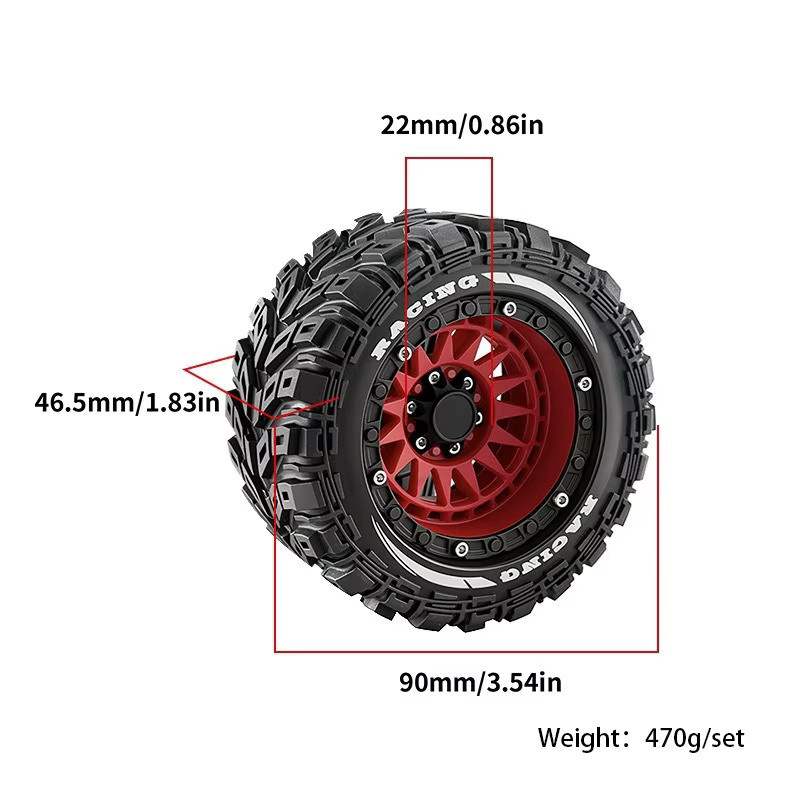 TIMEA Gummireifen, 4-teiliges Set, 90 mm, Schwarz - Bild 1