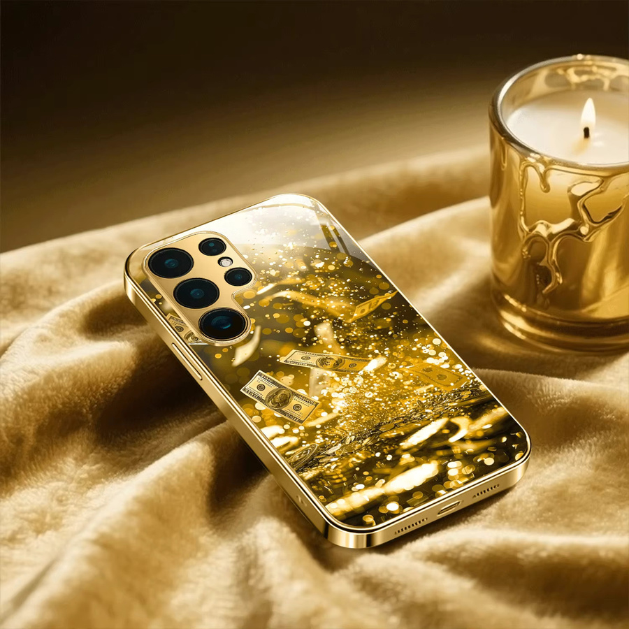 Vergoldete Handyhülle im Münz- und Banknoten-Design für Samsung Galaxy S26 S25 S24 S23 S22 S21 Plus Ultra SE aus TPU und Hartschale in Gold - Bild 2