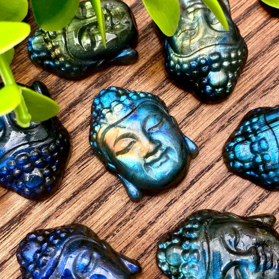 Kristallschnitzerei Buddha Kopf aus Labradorit von CrystalHola in Multicolour - Bild 2