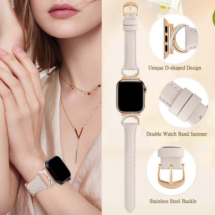Uhrenarmband Leder, Strass, Kristall, für Apple Watch - Bild 3