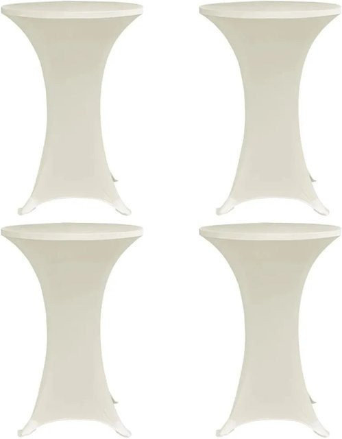 DELUKE 4er Set Stretch-Stehtischhussen AMAU in Cremefarben, elastische Tischdecken für runde Stehtische, Durchmesser: 70 cm - Bild 1