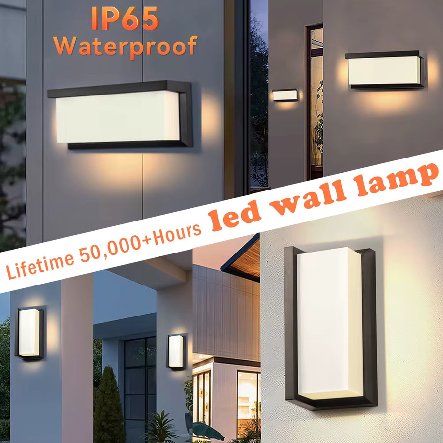 Moderne LED-Wandleuchte von LANGYUE in Schwarz und Weiß, wasserdichte Up-Down-Lampe für Innen und Außen, rechteckiges Design für Wohnzimmer, Flur und Schlafzimmer - Bild 2