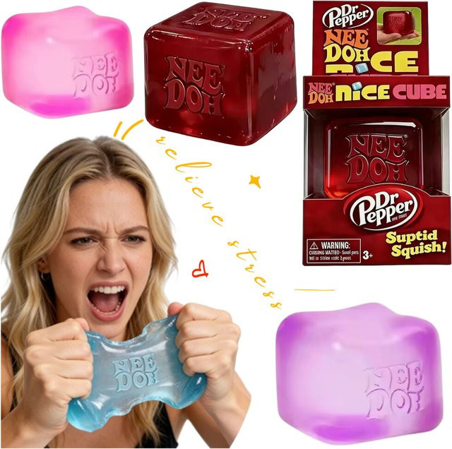 Schylling Needoh Nice Sensorischer Quetsch-Würfel, pink - Bild 1