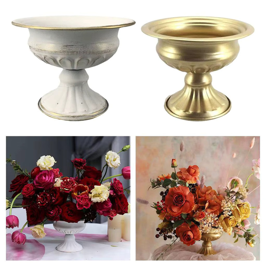Kesoto Dekorativer Blumentopf aus Metall in Weiß, Rund für Tisch und Innenbereich, Höhe: 15,5 cm, Durchmesser: 12,0 cm - Bild 2