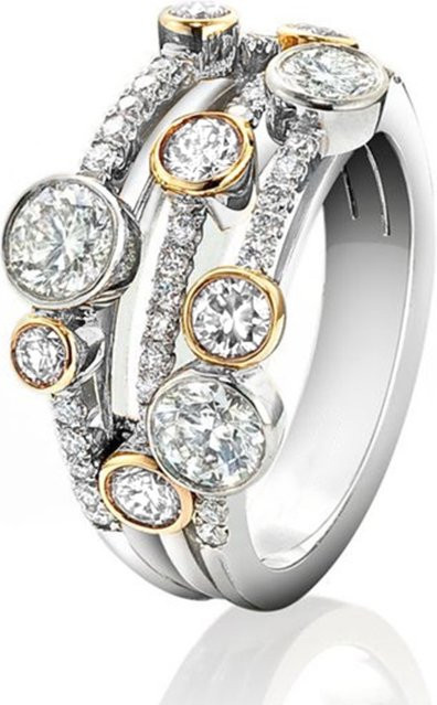 Huitan Ringe, Bicolor, Silber, Zirkonia, Damen - Bild 1