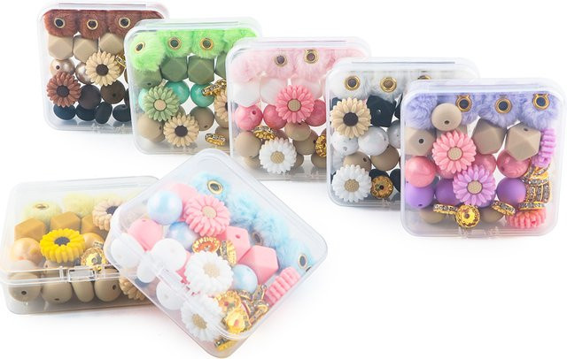 kovict Perlen Set, Plüsch Pelz, Silikon, Blume, Unisex - Bild 1
