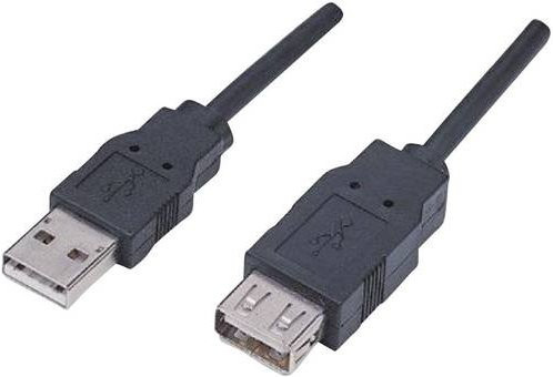 Manhattan USB 2.0 Kabel mit USB-A Stecker und USB-A Buchse in Schwarz, Länge: 1,80 m - Bild 1