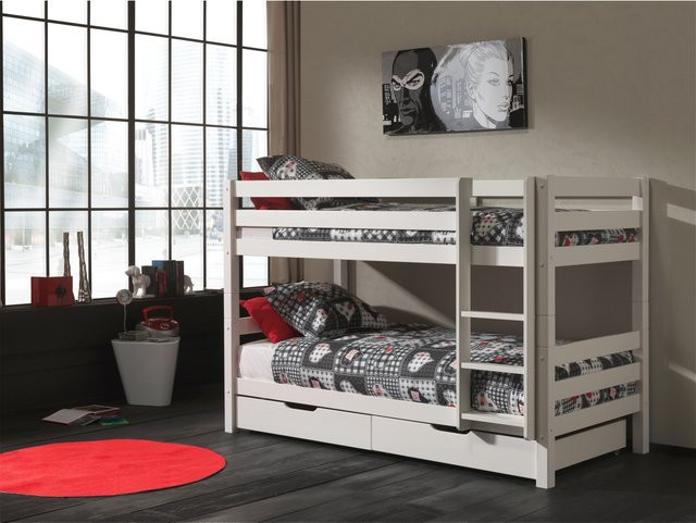 Vipack Furniture Etagenbett Pino aus massivem Kiefer, weiß, B/T/H: 90 x 200 x 200 cm - Bild 1