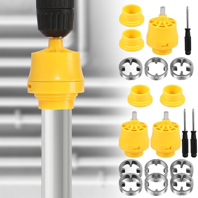 Toorise PVC-Gewindeformer-Set mit 3 Matrizen in Gelb für elektrische Bohrmaschinen, Mehrzweck-Rohreinfädler und Sanitärwerkzeug - Bild 1