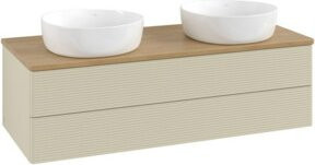 V&B Waschtischunterschrank Antao mit Frontstruktur und Beleuchtung, Farbe: Grau, Eiche lackiert, B/T/H: 120 x 50 x 50 cm - Bild 1