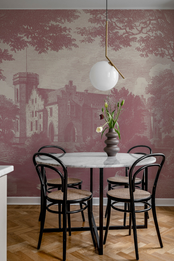 Rebel Walls Wandtattoo Mural Swan Pond in Dusty Pink - Bild 1