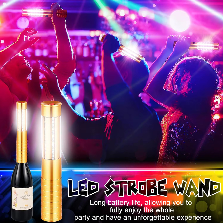 XIWANGFIRE Wiederaufladbarer LED-Leuchtstab für Flaschenservice in Gold und Weiß mit RGB-Effekt für Bar und Party - Bild 3