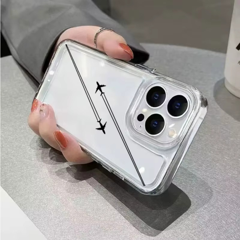 Transparente TPU-Handyhülle mit Zwei-Flugzeuge-Muster für Apple iPhone 17 16 15 13 12 11 Pro Max Air Plus Serie - Bild 4