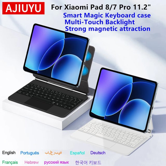 Beleuchtete Smart Keyboard Hülle für Xiaomi Pad 8 und Pad 7 Pro, 11,2 Zoll, Schwarz - Bild 1