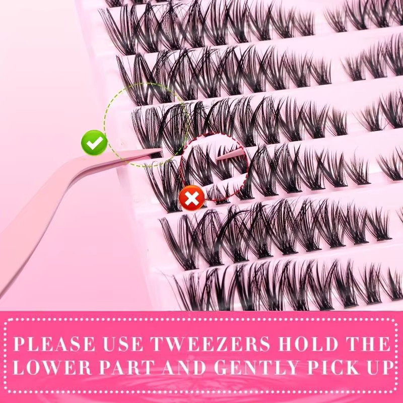 Manger Lashes DIY falsche Wimpern, einzelne Wimpernbüschel, 9–16 mm, Natural - Bild 3