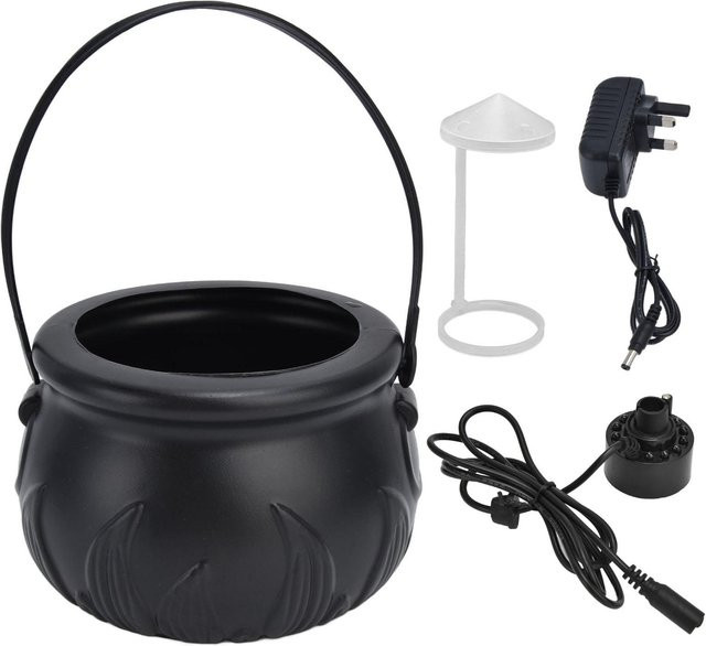 ZuiyouElectric Halloween Hexe Topf Nebelmaschine mit Farbwechsel LED-Licht in Schwarz - Bild 1