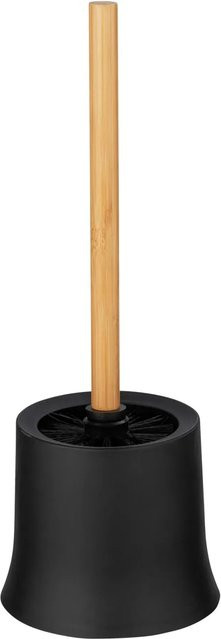 Wenko WC-Garnitur Basic Bambusa WC-Bürstenhalter aus Bambus in Schwarz - Bild 1