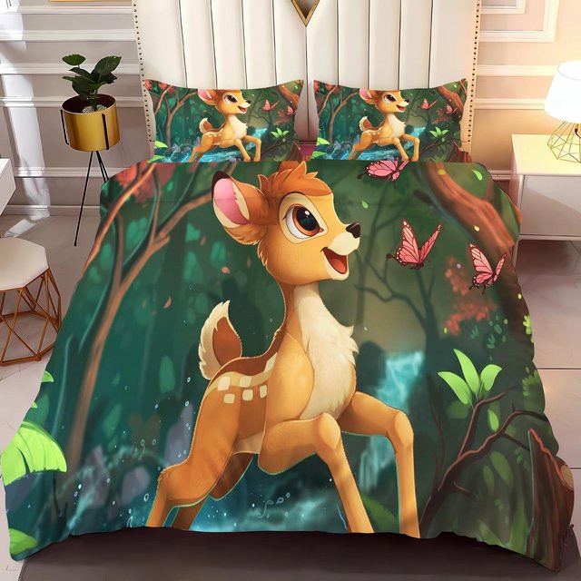Paslu Bambi Anime Bettwäsche-Set aus Polyester, 3-teilig, Multicolour, B/H: 200 x 200 cm - Bild 1