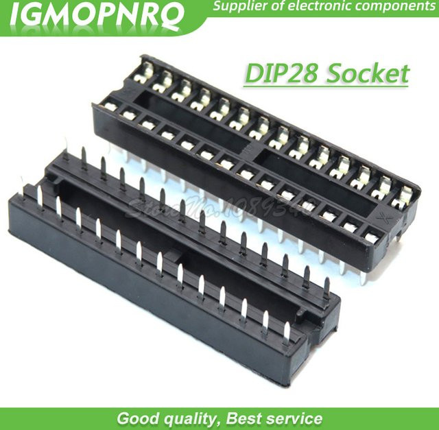 10 Stück 28-polige Dip-IC-Buchsen Adapter Lötbar, schmale Bauform, Schwarz - Bild 1
