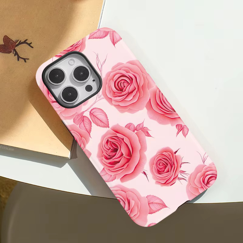 Fcicicase Magnetische Handyhülle mit Blumenmuster für iPhone 14 16 17 15 13 12 11 Pro Max Plus in Pink mit Magsafe Kompatibilität - Bild 4