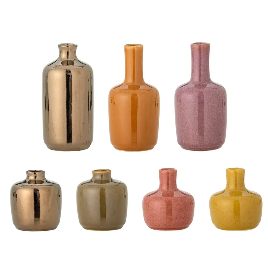 Bloomingville Keramikvase Maien in Braun und Multicolour, 7er Set im skandinavischen Design - Bild 1