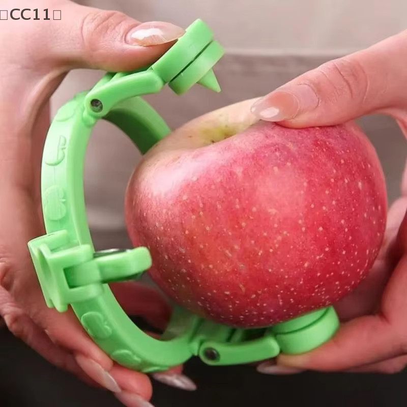 KuZHEN Multifunktionaler Obstschäler in Grün für Äpfel, Kiwis und Birnen mit drehbarem Griff und faltbarem Design - Bild 3