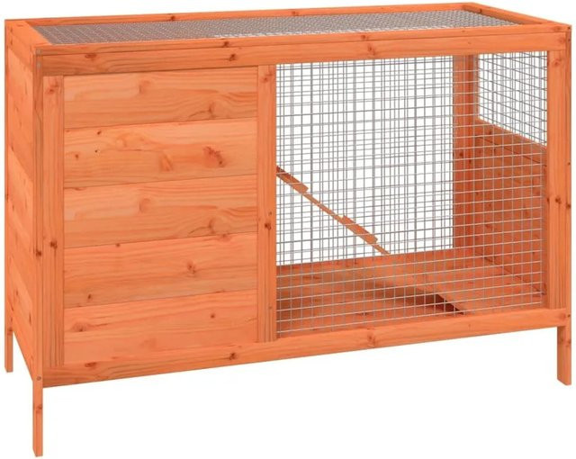 vidaXL Kaninchenstall aus Massivholz Kiefer in Braun mit rustikaler Optik, B/T/H: 103 x 44 x 69,5 cm - Bild 1