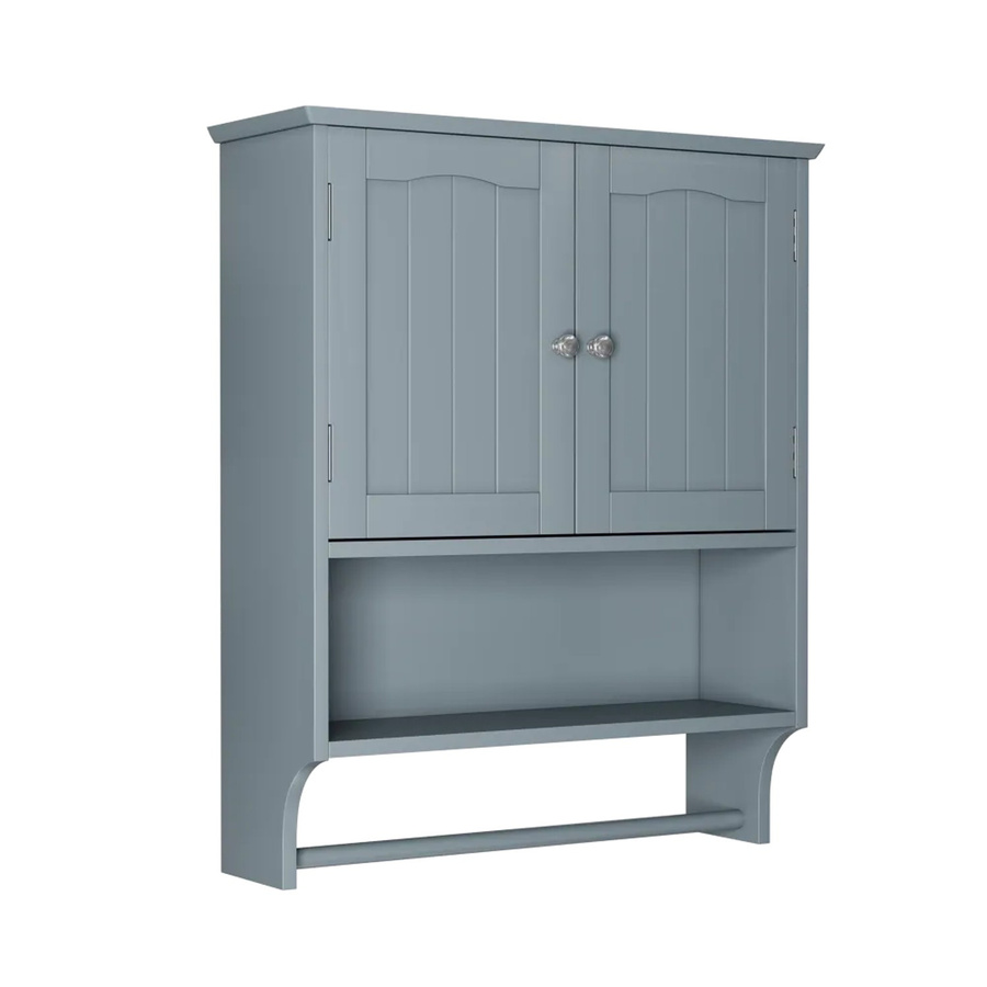 PXloue Badezimmerwandschrank in Grau mit Handtuchhalter und 2 Türen aus MDF - Bild 2