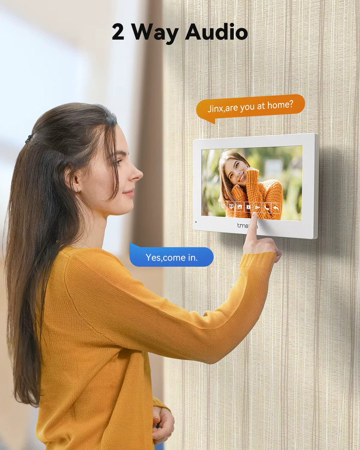 TMEZON 4-Draht Video-Gegensprechanlage mit 7 Zoll 1080P Touchscreen IP Video-Türsprechanlage Tuya und Fernentriegelung Y10-W11 - Bild 4