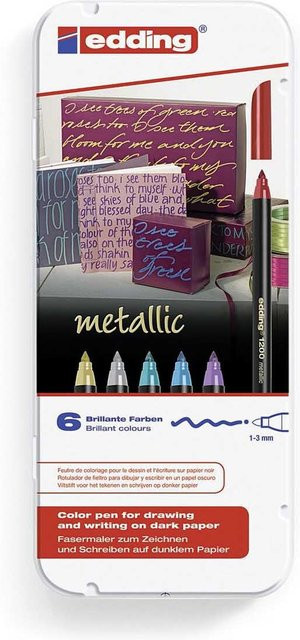 edding 1200 Colour Pen Metallic Set mit 6 mehrfarbigen Permanent-Stiften und Bullet-Spitze - Bild 2