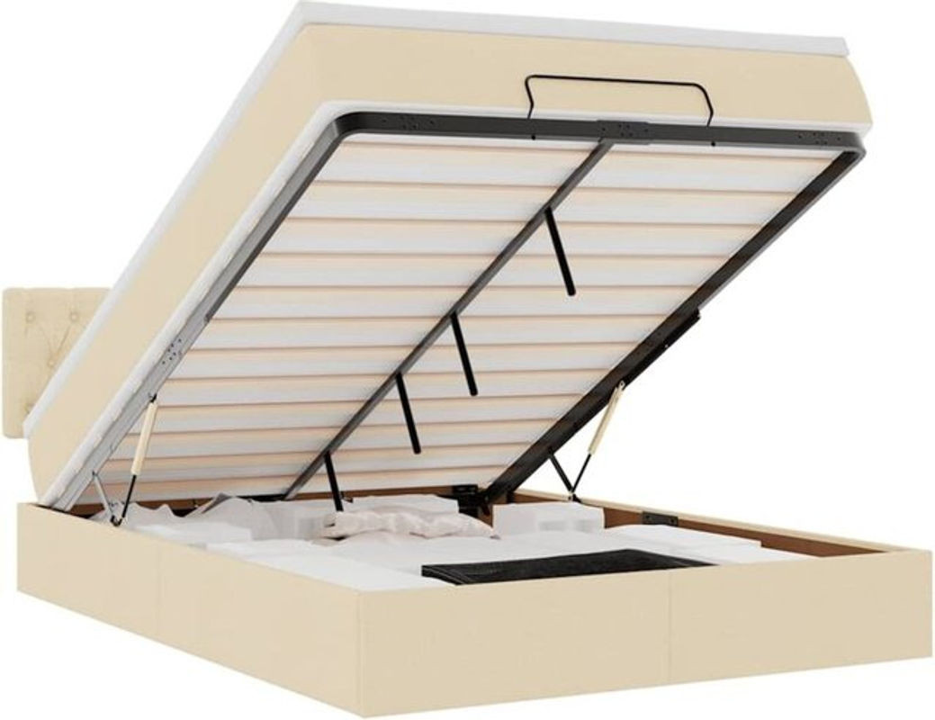 Modernes Polsterbett Ottomane von vidaxl mit Matratze und LED-Beleuchtung in Beige, B/T/H: 140 x 190 x 88 cm - Bild 1