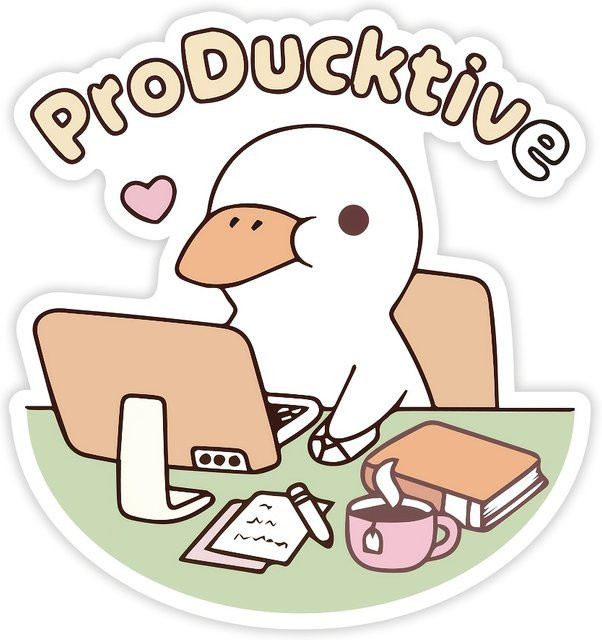 5 Stück ProDucktive Enten-Vinylaufkleber mit humorvollem Be Productive Design für Laptop, Auto und Flaschen - Bild 1
