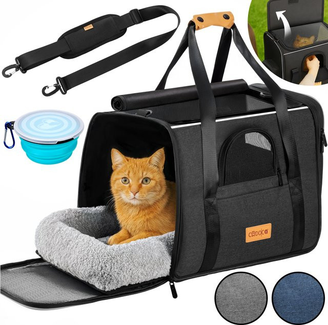 CADOCA Katzentransportbox Anthrazit mit Kunststoffnetz B/T/H: 44 x 34 x 31 cm - Bild 1