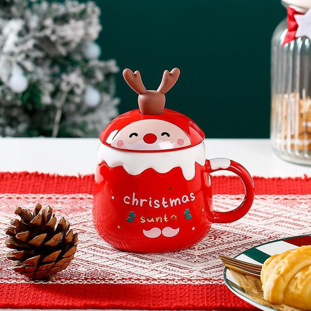 Kreative Keramiktasse mit dreidimensionalem Hirsch-Design in Rot, 450 ml - Bild 1