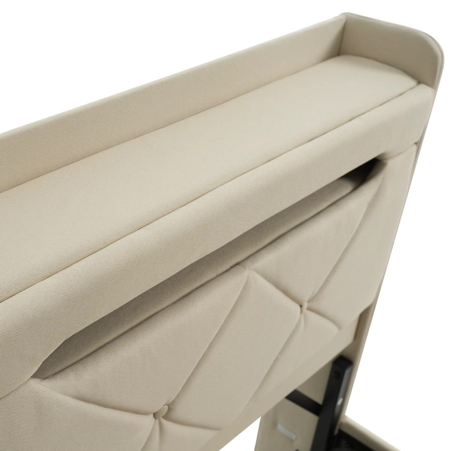 KOMHTOM Doppelbett aus Leinen mit USB- und Typ-C-Anschluss, 360-Grad-LED-Beleuchtung und hydraulischem Stauraum, B/T/H: 90 x 200 cm, Grau/Beige - Bild 4