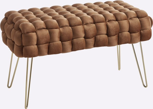 Bank in Braun mit Polsterung aus Polyester und MDF-Holzfaserplatten, B/T/H: 77,0 x 42,0 x 37,0 cm - Bild 1