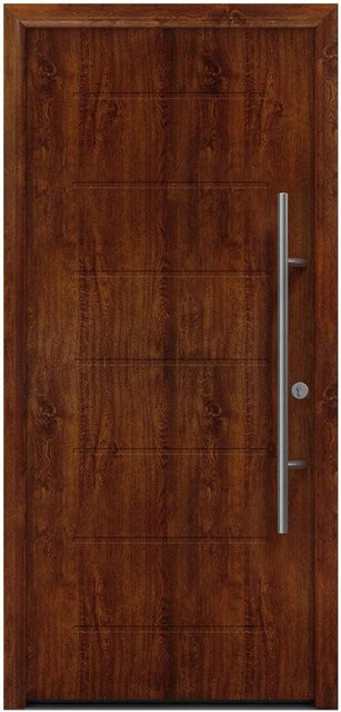 EcoStar Haustür Isopro Secur IPS 015 in Dark Oak, Farbe: Braun, B/H: 110 x 210 cm, DIN Rechts, RC2 Sicherheit, modern mit Aluminium und Stahl - Bild 1