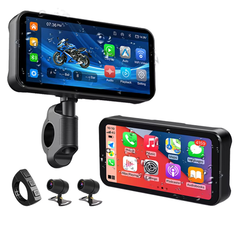 TomoStrong Tragbares Motorrad GPS Navigationsgerät mit 6,25 Zoll Display, IP67 Wasserdicht, Wireless CarPlay und Android Auto, DVR Stick Recorder mit Dual Bluetooth, Schwarz - Bild 8