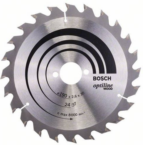Bosch PRO Wood Kreissägeblatt Optiline Wood für Handkreissägen, Durchmesser: 190 mm, Bohrung: 30 mm, Zähne: 24 - Bild 1