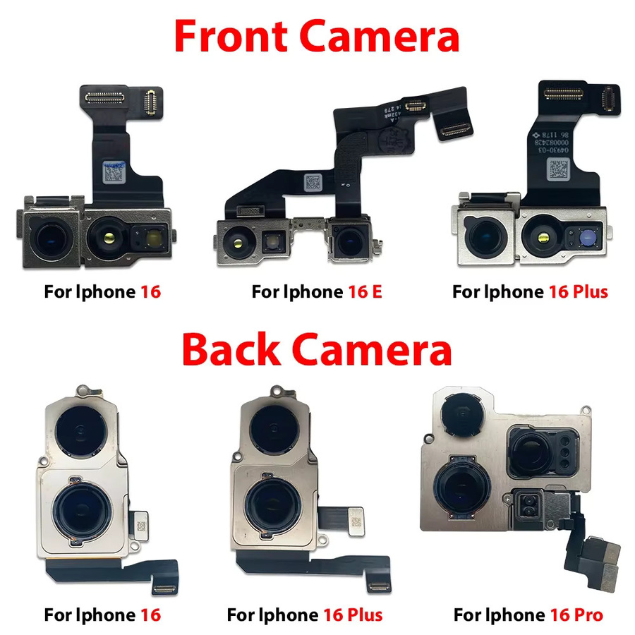 JIARUILA Frontkamera-Flexkabel und Rückkamera-Modul-Flexkabel für iPhone 16 Pro Max Plus 16E in Schwarz - Bild 2