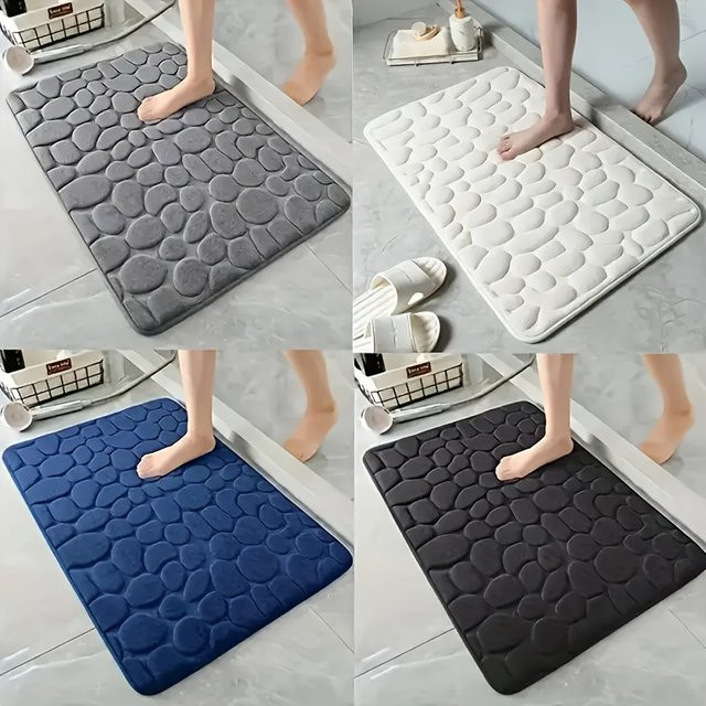 DUTRIEUX Badezimmer Matte Coralline Velvet Pebble in Schwarz, maschinenwaschbar und rutschfest mit PVC-Rückseite - Bild 1