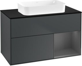 V&B Finion Waschtischunterschrank mit Wandbeleuchtung, Breite: 100 cm, Lackierung: Mattblau - Bild 1