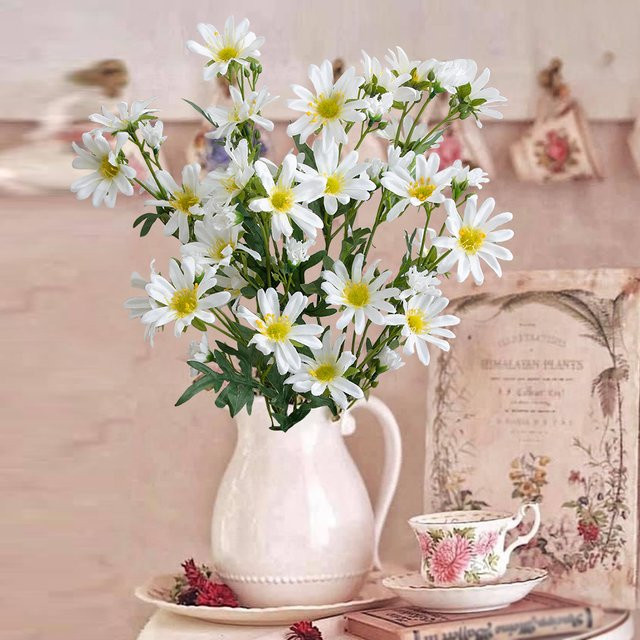XIYA FLOWER Künstliche Chrysanthemenblumen in Pink und Weiß für die Herbst-Dekoration - Bild 1